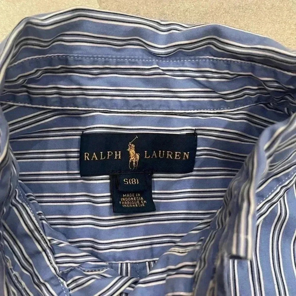 [S/8]Ralph Lauren Boys embroidered-logo striped Button Down  Dress Shirt. - Picture 2 of 3
